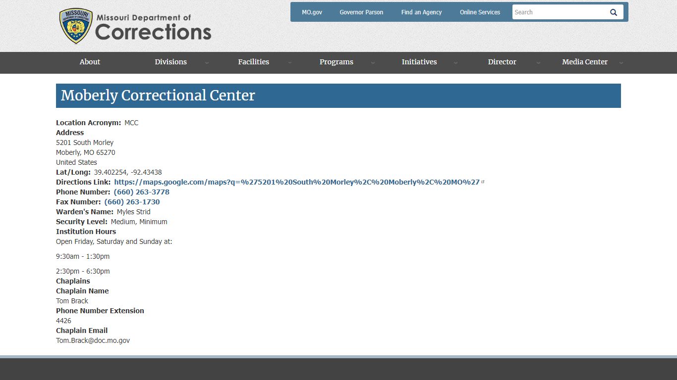 Moberly Correctional Center | Missouri Department of ...